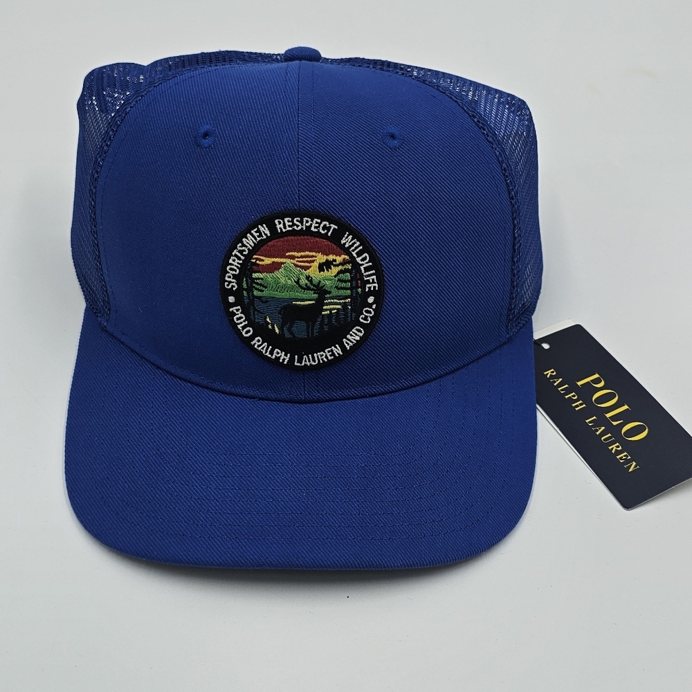 Polo Ralph Lauren Sportsman Respect Wildlife Mesh Trucker Hat Snapback Blue